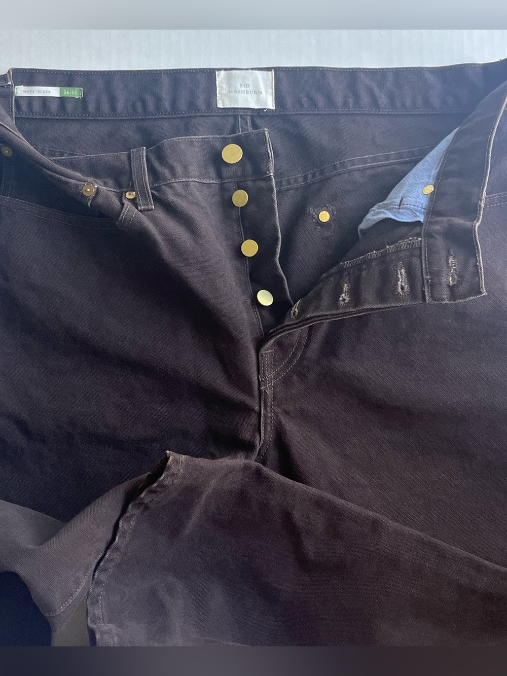 Sid Mashburn Men’s Brown Cotton Canvas Straight Leg 5-Pocket Button Fly Pant 36 - Picture 4 of 10